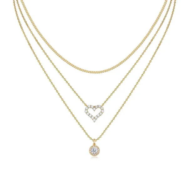 Three-Strand Layered Necklace with Curb Chain