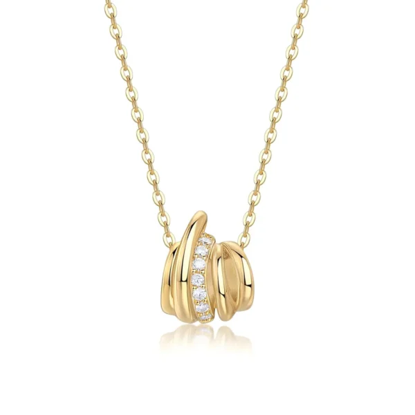 Sculptural Multi-Loop Pendant Necklace with Pavé Moissanite Accent