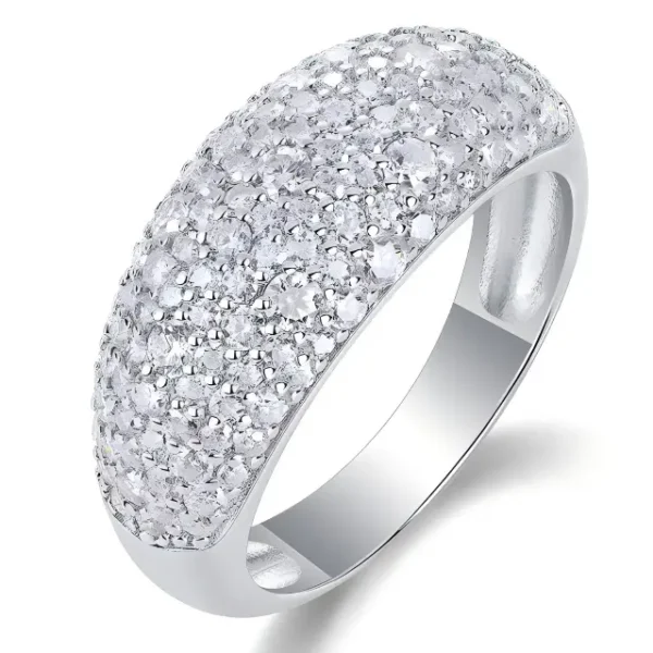 Wide Multi-Row Pavé Moissanite Dome Statement Ring