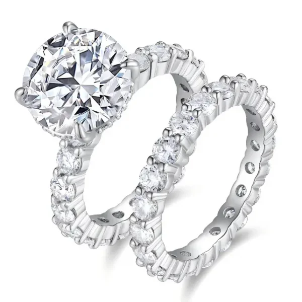 2-Piece Round Solitaire Moissanite Engagement Ring
