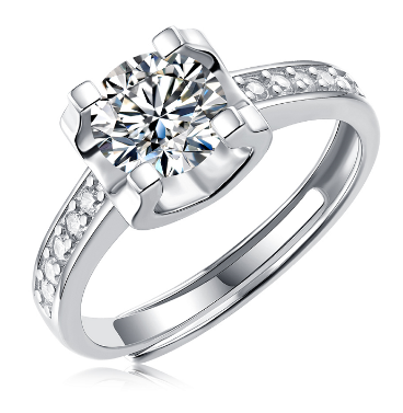 Elegant 925 Silver Moissanite Solitaire Ring – Classic Round Cut, Perfect for Anniversary & Valentine’s Day Gifts