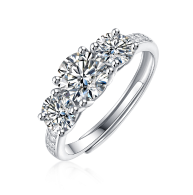 Elegant 925 Silver Moissanite Band Ring – Graduated Round Cut Moissanite