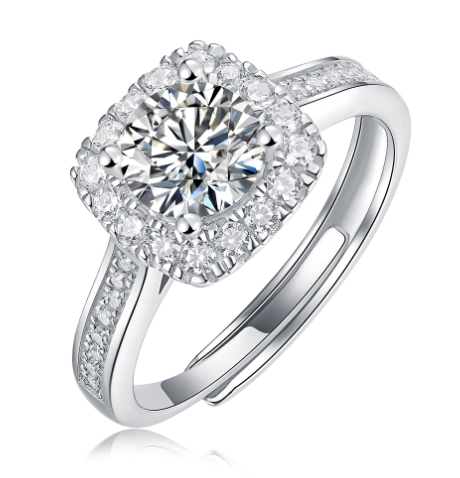 S925 Sterling Silver 0.5CT Square Shape Moissanite Engagement Rings