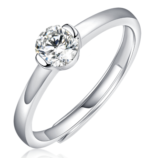 0.5CT S925 Sterling Silver Moissanite Rings Women Engagement Ring