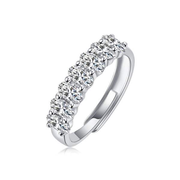 Sparkling 925 Silver Half Eternity Moissanite Band
