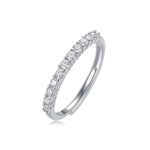 Dainty Moissanite Wedding Band – Brilliant Stackable Ring for Everyday Luxury