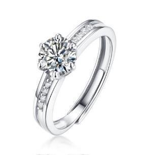 Premium 925 Silver Moissanite Ring – Floral Halo Design with Paved Shoulders