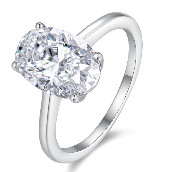 Minimalist Oval Shaped Moissanite Promise Ring 925 Silver Sleek Solitaire Design Luxury Everyday Jewelry