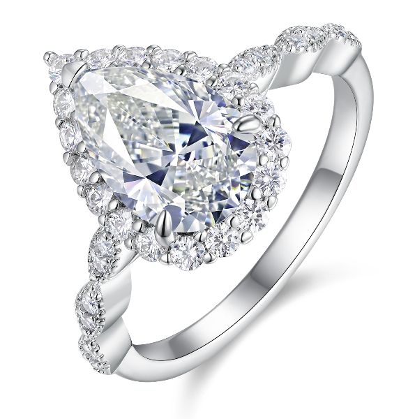 Graceful Round Shaped Moissanite 925 Silver Wedding Ring for Women