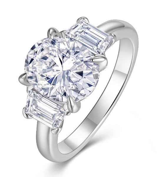 Modern Round Cut Moissanite Engagement Ring 925 Silver Ring Premium Proposal Gift