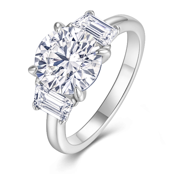 Refined Round Shaped Moissanite Ring 925 Silver Everyday Luxury Jewelry