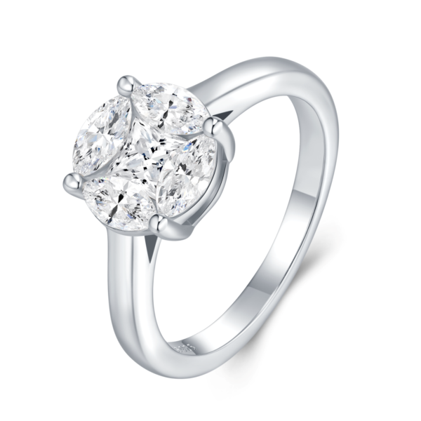 Elegant Cluster Pear Shaped Moissanite Ring 925 Silver Minimalist Band Luxury Everyday Jewelry