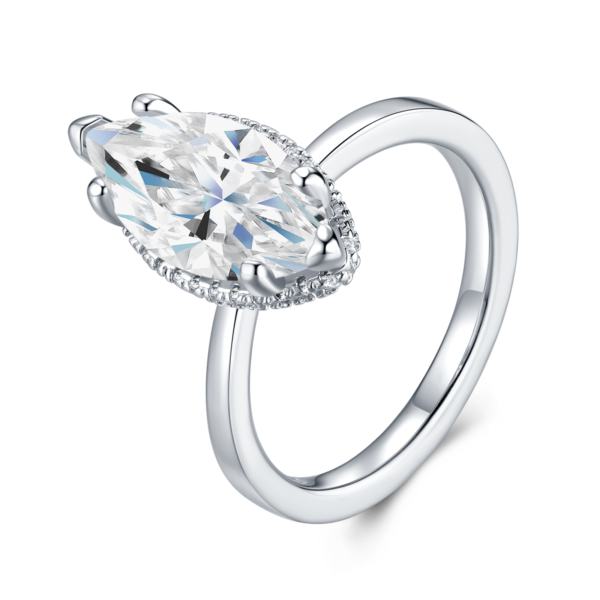 Minimalist Pear Shaped Moissanite Ring 925 Silver  Luxury Promise Ring