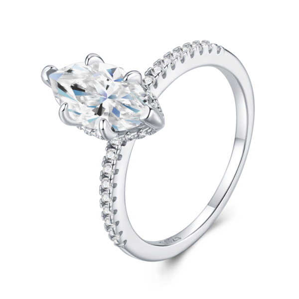 925 Silver Oval Moissanite Engagement Ring