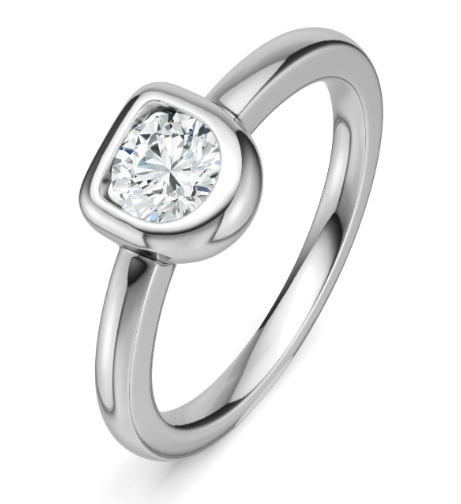 Minimalist Cushion Bezel 925 Silver Moissanite Solitaire Ring Dainty Promise Ring